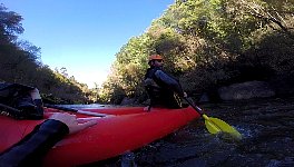 Getting back onto the canoe is difficult