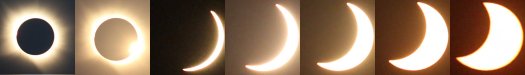 Solar eclipse in five minute phases