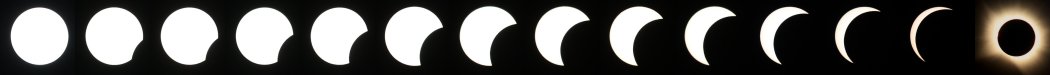Solar eclipse in five minute phases
