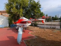 Oddly shaped Transavia plane at Madrid plane museum