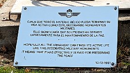 Monument inscription at Madrid plane museum