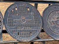 Sewage manhole cover on display at Madrid plane museum