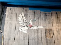 Targeted peace dove at Banksy museum in Madrid