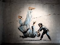 Ukraine graffiti at Banksy museum in Madrid