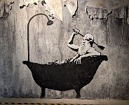 Ukraine graffiti at Banksy museum in Madrid