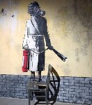 Ukraine graffiti at Banksy museum in Madrid