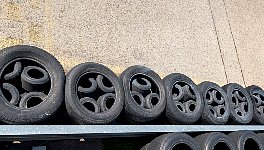 Jarama kart track tires in tire barrier
