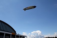 Zeppelin, exhibition hall and blue skies