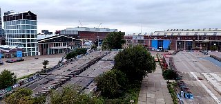 Dry dock area turned into skate park