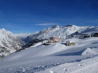 View to Riffelhaus from winter hiking trail above Zermatt