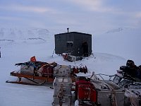 Hut for snowmobile tour