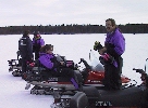 Relaxing on the snowmobile