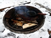 Getting the fireplace ready for cooking