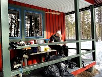 Sitting on cabin porch and writing notes