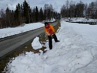 Constanze shoveling snow