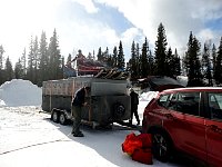 Putting the sleds on the trailer