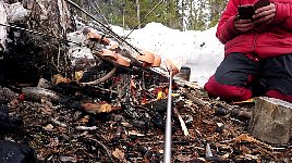 Sausage barbecue outdoors