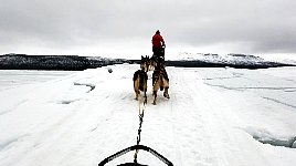 Broken ice on lake