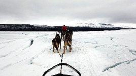 Broken ice on lake