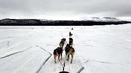 Broken ice on lake