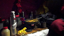 Cooking in the community tent