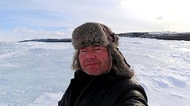 Me enjoying lake with broken ice surface