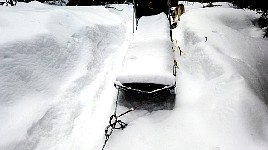 Snow covered sled