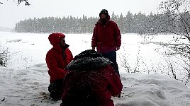 Snow at Paerlaelven River shelter