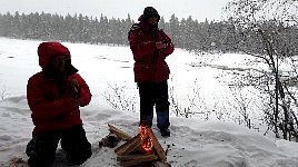 Snow at Paerlaelven River shelter