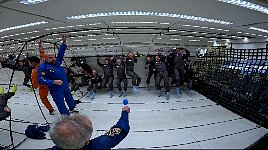 Water blobs in zero gravity