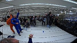 Water blobs in zero gravity