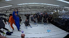 Water blobs in zero gravity