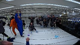 Water blobs in zero gravity