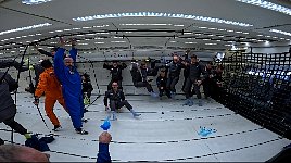 Water blobs in zero gravity