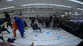 Water blobs in zero gravity