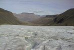 [Almost at the end of the glacier, looking down towards Longyearbyen]